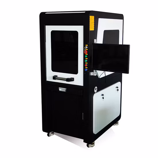 Macchina per marcatura laser a fibra con design chiuso da 30 W con mirino e Z motorizzato