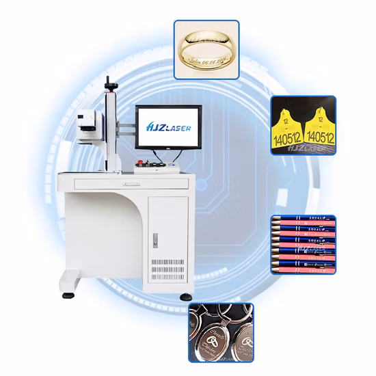 Macchina per marcatura laser da 20 W 30 W per sigilli di sicurezza per marchi auricolari in plastica metallica